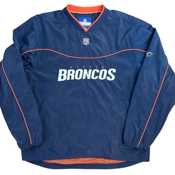 NFL Denver Broncos Reebok Men’s VTG On Field Embroidered Pullover Windbreaker L - Picture 1 of 9